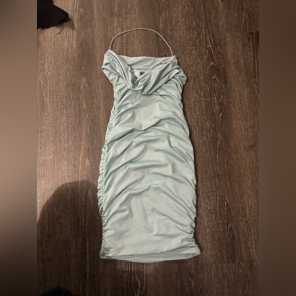 Oh Polly Green Ruched Bodycon Dress